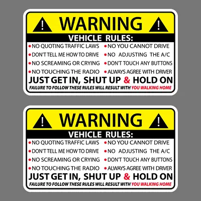 $2.49 • Buy Vehicle Rules Funny Vinyl Sticker Car Truck Window Decal Safety Warning JDM Auto