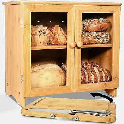 Large Bread Box For Kitchen Countertop Cutting Board And  Bread Knife • $35.09