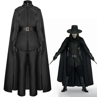 Cosplay V For Vendetta Mask Costumes Halloween Carnival Suits Full Set Outfits • £45.48