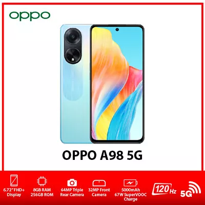 $519.99 • Buy (Unlocked) OPPO A98 5G GLOBAL Ver. Dual SIM Android Mobile Phone – Blue/8+256GB