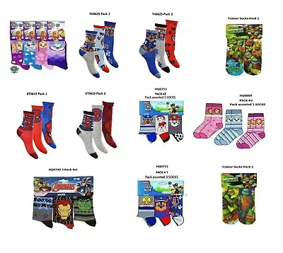 Boys Girls Avengers Spiderman Paw Patrol Socks Official Marvel Hulk 2 & 3 Pairs • £4.49