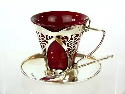 £175 • Buy A Stunning Royal Doulton Lambeth Art Nouveau Flambe Coffee Cup And Silver Saucer