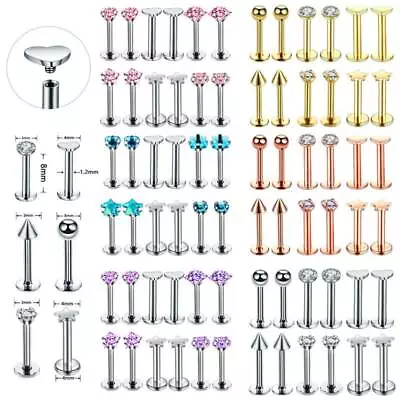 $9.79 • Buy 12 PCS CZ Lip Studs Labret Rings Earrings Monroe Stud Body Piercing Jewelry 16G