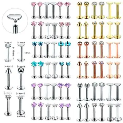 16g CZ Surgical Steel Labret Lip Monroe Tragus Ring Stud Body Piercing Jewelry • $10.99