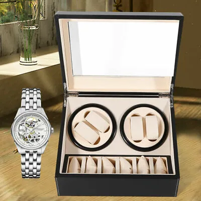 4+6 Luxury Automatic Rotation Watch Winder Leather Display Box Storage Case Gift • $59.85