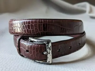 BROOKS BROTHERS Dress Belt 34 Crocodile Embossed • $29.95