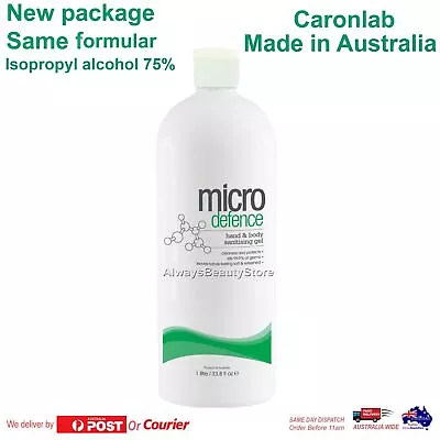 1L Caronlab Micro Defence Hand & Body Gel Hand Sanitiser Gel 1000ml Kill 99.99% • $9.90