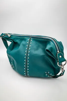 Michael Kors Astor Studded Leather Hobo Shoulder Bag Purse Turquoise Blue Y2K • $65.75