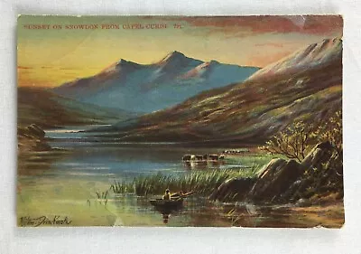 Vintage Postcard Wales Snowdon Sunset Capel Curig Milton Drinkwater Unposted #p6 • £4.95