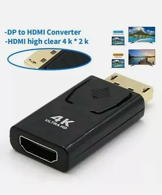 Display Port DP Male To HDMI Female Adapter Converter For 4K HD 1080P HDTV PC UK • £3.99