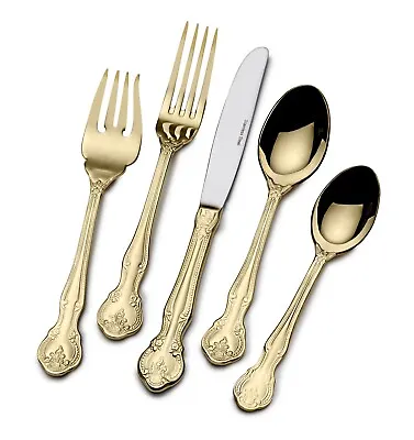 St. James Napoleon Bead 45pc Gold Flatware Set + Hostess Service For 8 G100015 • $149.95