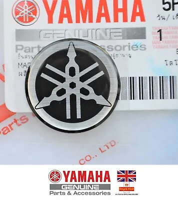 1 X 25mm YAMAHA TUNING FORK BLACK SILVER GEL DECAL STICKER BADGE LOGO *UK STOCK* • $5.86