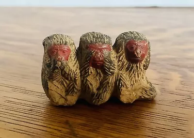 Vintage Monkeys Figurine Speak No Evil See No Evil Hear No Evil Japan KJ  2x1in • $9