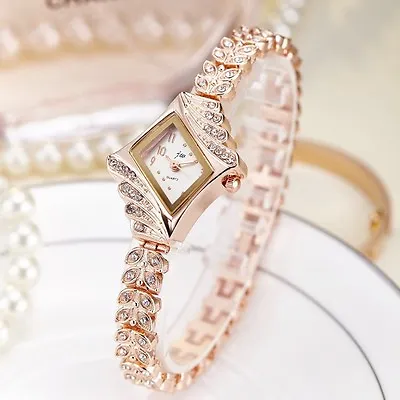 Women`s Rose Gold Fancy Stunning Rhinestone Quartz Dress Wheat Bracelet Watches • $20.99