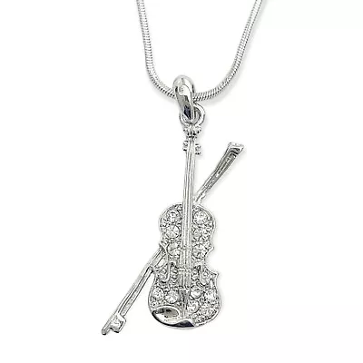 Viola Violin Pendant Made With Swarovski Crystal Music Necklace 18  Chain Gift • $34