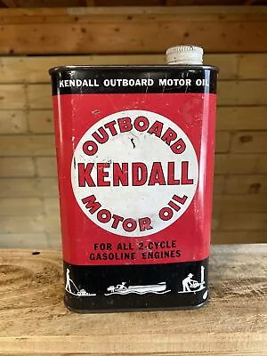 Vtg 1950s 60s Kendall Outboard Motor Oil 1 Quart Empty Metal Oil Can Tin Boat • $75