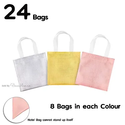 £13.95 • Buy 24 Pcs 8''x8'' Non-Woven Small Party Bags With Handle, Beautiful Shiny, 3 Colour
