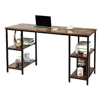 $92.99 • Buy Foret Computer Desk Office Table Storage Shelf Study Work Metal Antique Brown