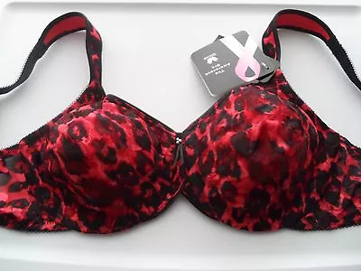 NWT Wacoal 855167 Awareness UW Bra Red Animal Print 34D 32DDD-(38D-PREOWNED) • $24.35