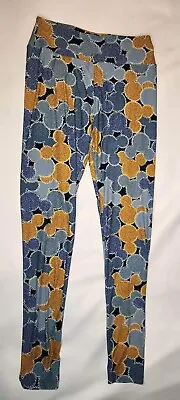 LULAROE MICKEY MOUSE LEGGINGS ONE SIZE BLUE Comfortable And Cute • $3.34