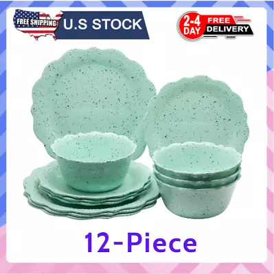 NEW - The Pioneer Woman Juliette 12-Piece Melamine Dinnerware Set Teal - • $26.78