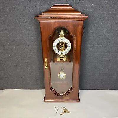 Ethan Allen Hanging Wall Clock Skeleton Hermle Vienna Style W/Key - FOR PARTS • $229