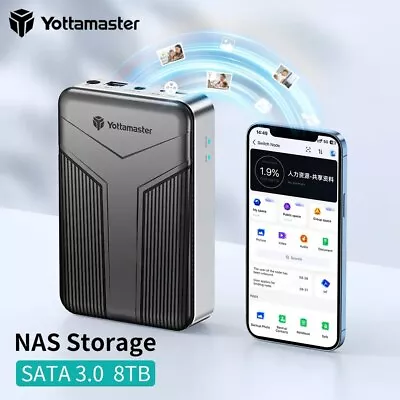 Yottamaster 2.5  3.5  HDD SSD Network Storage NAS Enclosure ARM Quad-Core 8 20TB • £75.99