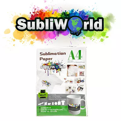 100 Sheets A4 Dye Sublimation Paper Iron On Heat Transfer For Inkjet T-Shirt Mug • $10.49