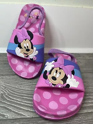 Minnie Mouse Sandal Slides Pink Sz 9 /10 Ankle Strap Toddler LNC!!! • $16.16