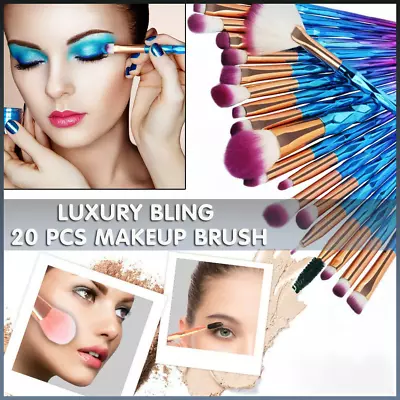 $10.17 • Buy 20 PCS Eye Make-up Brushes Diamond Unicorn Eyeshadow Eyebrow Blending Brush Set