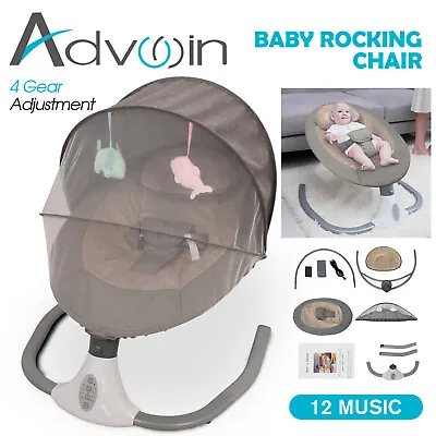 Baby Swing Electric Cradle Rocker Bed Bouncer Seat Infant Newborns Remote Chair • $102.90