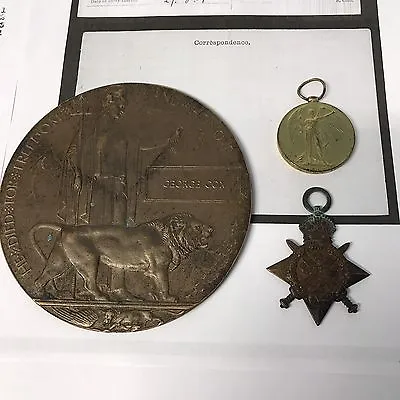 £345 • Buy WW1 Death Plaque Mons Star Victory Medal  Essex Reg George Cox 7656 Kia 1/12/14