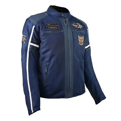 Gryphon Cafe Blue Mesh Motorcycle Jacket Men's Sizes SM - 4XL • $63.99