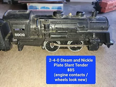 8902 Steam Engine With Nickel Plate Road Slant Tender O Guage • $59.50