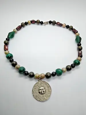 Malachite Onyx Jadeite Glass Beaded Zodiac Choker Necklace Black Green • $7.99