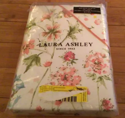 Laura Ashley Wild Meadow King Duvet Cover Set Crimson RRP £85.00 • £60