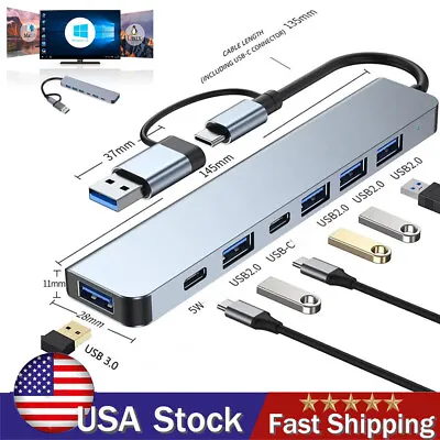 7 In 1 Multi-port Type C To USB-C 4K HDMI Adapter USB 3.0 Cable Hub For Macbook • $12.99