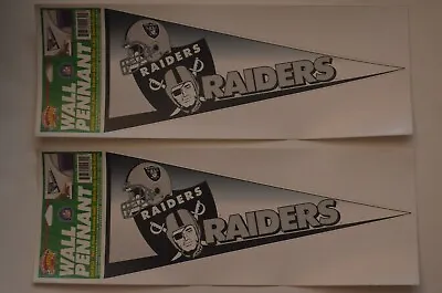 Lot Of (2) Vintage Los Angeles Oakland Raiders Sticker Decal Wall Pennants 1996. • $24.95