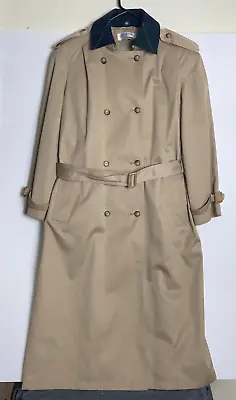 Vintage Coat Womens 14 Khaki Mid 70s Double Breasted Epaulet Sophisticated Power • $48