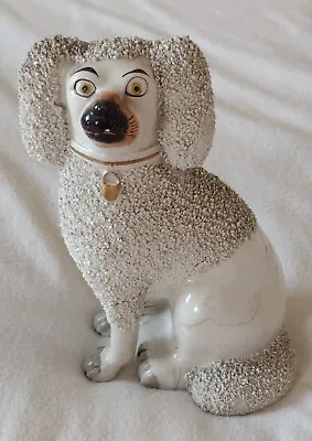 Antique Staffordshire White Spaniel Wally Dog - Mantle - Split Leg - A/f • £48