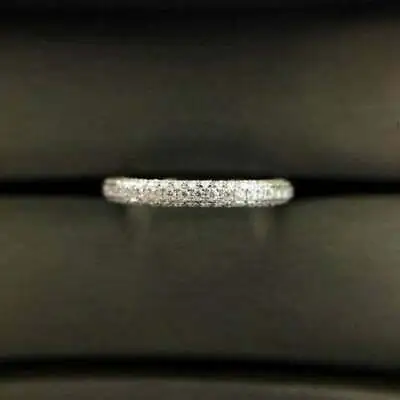 1.1Ct Micro Pave Lab Created Diamond Full Eternity Ring 14k White Gold Plated • $94.63