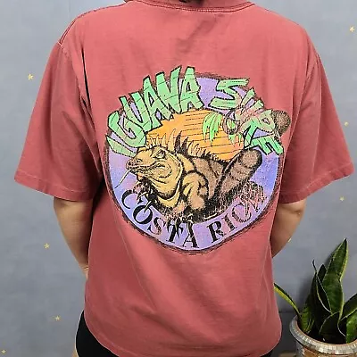 $39 • Buy Vintage 80s Single Stitch Iguana Graphic Costa Rica T Shirt. Large.