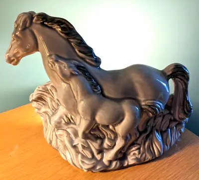 Vtg Blue Gray Running Mare Colt Horse TV Console Lamp PHIL MAR 1950s Has Chip • $55