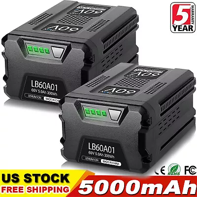 2X 60V 5.0Ah For Greenworks Pro 60V Max Li-Ion Battery LB60A00 LB60A02 LB60A03 • $199.98