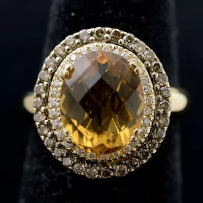 $550 • Buy CITRINE Diamond Ring Vintage Estate Fine Jewelry Holiday Gift Christmas New Year