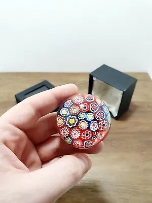 Vintage 1970's Murano Fratelli Toso Millefiori Cane Art Glass Paperweight Boxed • £24.95