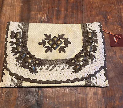 $15 • Buy V By Eva Embroidered Shoulder Bag NWT Brown With Metal Accents. Boho Beach Vibes