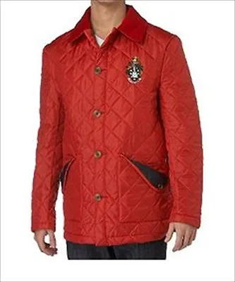 Jack Orton Contrast Red + Navy Diamond Quilted Jacket Coat Mens Size Large • £25.99