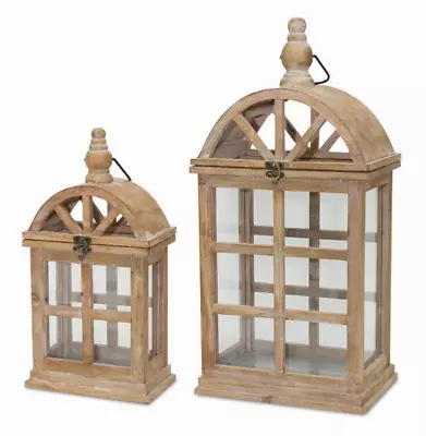 Lantern (Set Of 2) 7.5 L X 14.75 H 10.25 L X 21.5 H Wood/Glass • $154.94