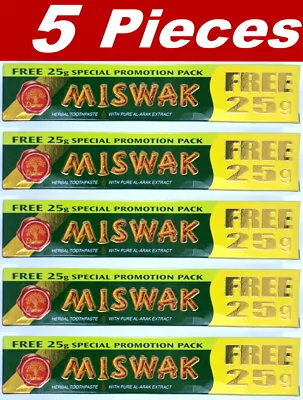 5 X 75g Miswak Dabur Toothpaste Siwak Meswak Herbal Paste Care Sewak Dentifrice • £47.88